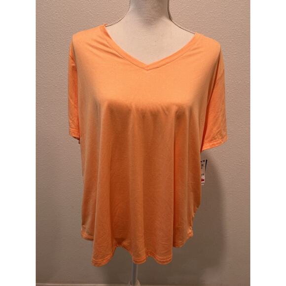 Ideology Tops - ID Ideology Women's Plus Size Curved-Hem V-Neck To Melon Sorbet Choose Your Size